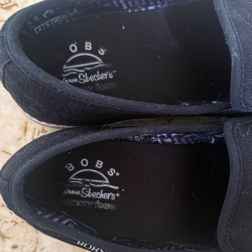 Skecher’s Bob’s Women’s Black Slip-On Canvas Espadrille Sneaker Sz 8 EUC - Picture 2 of 5
